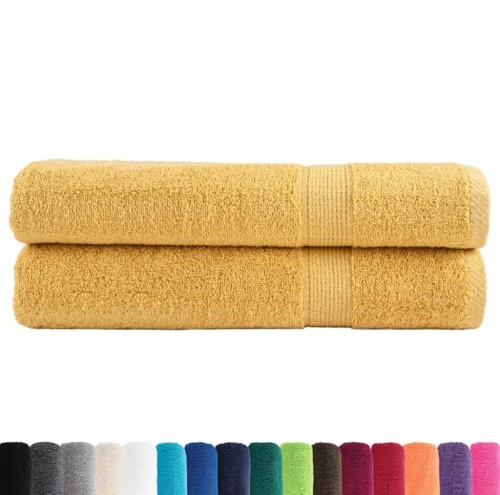 vidaXL Premium Handtücher SOLUND 2 STK. Gold 100x200 cm 600 g/m²
