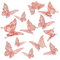 Prasacco 48 Stück Schmetterling Wandaufkleber, 3D Schmetterlinge Deko Roségold Geburtstagskuchen Schmetterlings Aufkleber 3D Schmetterlingsaufkleber für Wände, Kuchen, Partys (3 Größen, 4 Mustern)