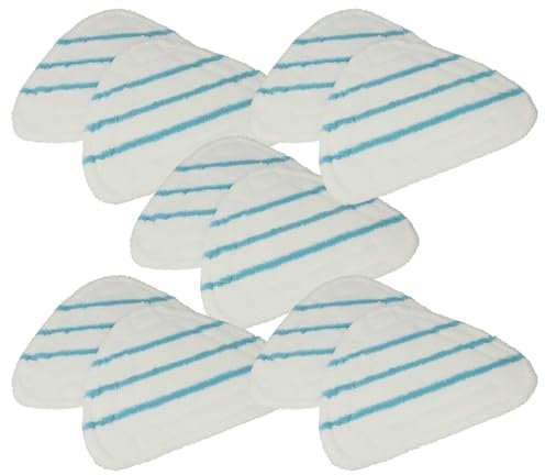 vhbw 10x Wischbezug kompatibel mit Clean Maxx Dampfreiniger, Dampfmop - Polyester/Polyamid Blau Weiß