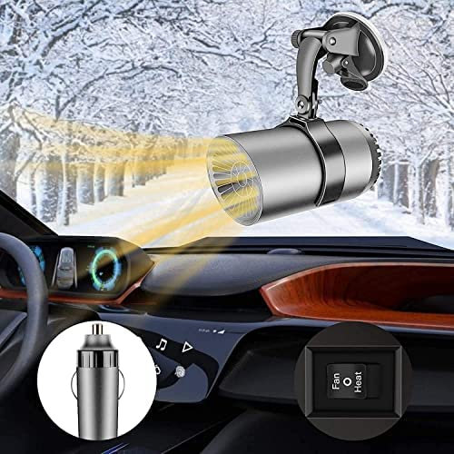 Car Heater, 12V 150W Portable Windshield Defogger and Defroster, 2 in1 Fast Car Heater Defroster, Plug in Automobile Windscreen Fan with Suction Holder for All Cars