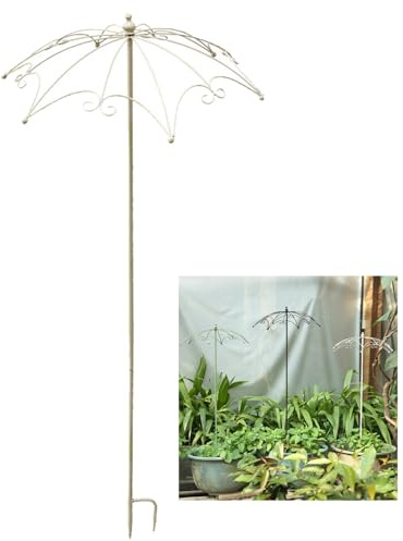 Treillis de parasol de jardin blanc pour plantes grimpantes, glycine, support avec artisanat vieilli, support de vigne, rose, fleur, tomate, 50 x 123 cm