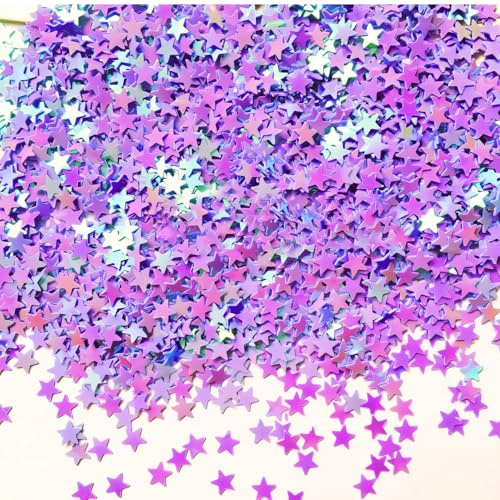 Hugwish 50g Stern Konfetti Violett, Streudeko Violett Stern Confetti, Streusterne Violett Sterne, Glitzersterne Für Party Hochzeit Weihnachten Konfetti, Sterne Deko Weihnachten (Violett)