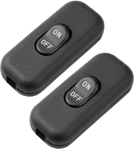 Schnurschalter, 2 Stück Wippschalter Inline Schalter Zwischenschalter Kabelschalter 6A 250V für 2-adrige und 3-adrige Zuleitungen Kompatibel mit alle Arten von Elektrischen Lampen Tischlampen Schwarz