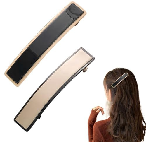 JEYORZY 2x großen Haarspangen für Damen, Französische Haarspange Elegant, Haarspange für Mädchen, Haar-Accessoires, Haarspange Groß, Grosse Haarspange, Automatische Clips in 2 Farben für dickes Haar