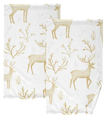 Mikrofaser-Duschtücher mit Rentier-Motiv, dekorativ, Waschlappen, Gesicht, hübsche Handtücher für Badezimmer, Gesichtshandtuch, Packungsklasse, Baumwoll-Waschlappen, 2er-Set, Größe 71,1 x 40,6 cm