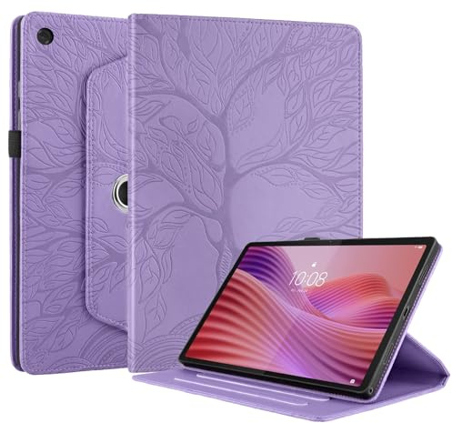 Succtopy Coque pour Lenovo Tab 2025 10.1 Pouces (TB-311FU/TB-311XU) Étui Support Rotatif à 360 Degrés PU Cuir Housse de Protection avec Porte-Pencil pour Lenovo Tab 2025 10.1 Pouces Violet
