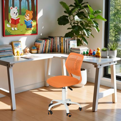 FurnitureR Kinderstuhl höhenverstellbar für Schreibtisch, ergonomischer bunter Jugendstuhl mit Rückenlehne & Armlehnen, Drehstuhl mit 5 Rollen, für Kinder 3–10 Jahre, bis 100 kg belastbar