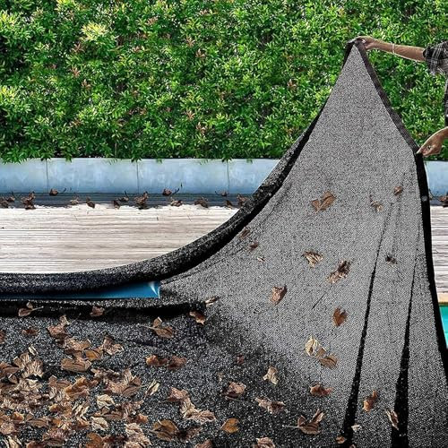 Rete di copertura resistente per piscine rettangolari interrate in polietilene intrecciato, protezione dai detriti invernali, leggera e facile da riporre (dimensioni: 5 m x 10 m)