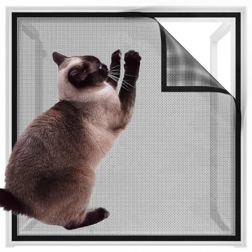 Satiskid Zanzariera per finestra, 100 x 130 cm, a prova di gatti, senza foratura, zanzariera con velcro, zanzariera per soggiorno, lucernario, balcone