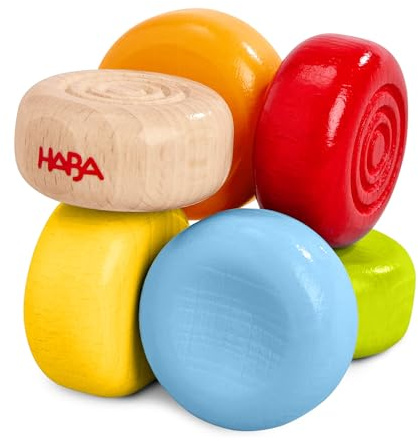 HABA Greifling Drops – bunter Baby-Greifling für Kinder ab 6 Monaten, aus Holz mit haptischen Effekten, Geschenk zur Geburt – 2012260001