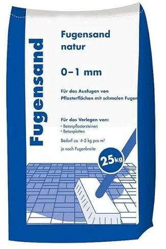 Hamann Mercatus GmbH Fugensand 0-1 mm 25 kg Wasserdurchlässig Frost- & witterungsbeständig Terrassen, Gehwege, Einfahrten, Pflasterflächen staubarm & sauber