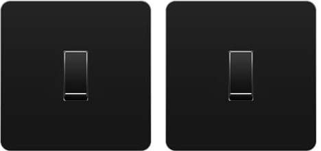 LIDER 1-Gang Screwless Light Switch, 1-Way/2-Way, 16A, Black, 2 Pack | Plastic Faceplate, Round Edges, Glossy, UKCA Certified, Thermoplastic, Versatile 1-Way Or 2-Way Operation