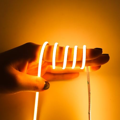 MALIIGAZA 24 V LED-Streifen 3 mm Golden Yellow, 400 LED/m, Hoher CRI>90 | warmes Ambientelicht, ultra dünn und biegsam, einfach montierbar (Netzteil nicht inklusive)