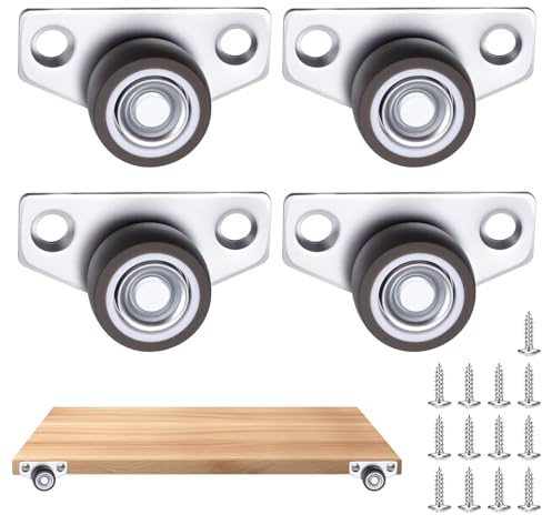 4 Stück Möbelrollen Klein, Ymapinc 25mm Mini Rollen für Möbel, TPR Gummi Rollen Klein, Bockrollen Schiebetüren Laufrollen für Tischbeine, Schubladen & DIY-Projekte