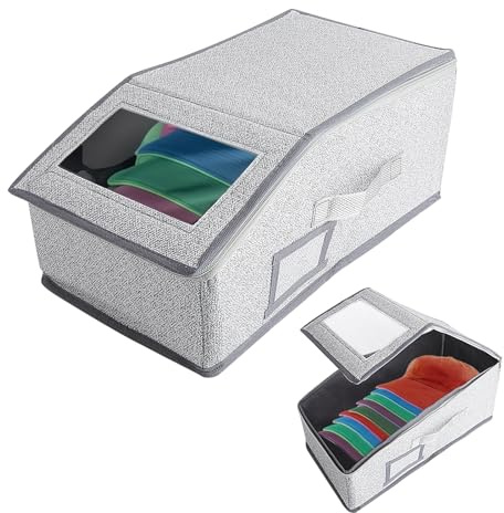 Hut Aufbewahrungsbox mit Sichtfenster, Stapelbare Faltbare Hutbox Organizer für Baseball Caps, Staubdichte Mützen Aufbewahrung für bis zu 24 Baseballkappen, Ordnungsbox für Kleiderschrank Zuhause