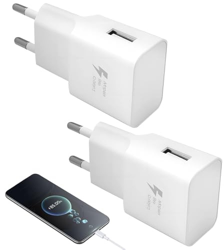 Samsung 15W USB C Chargeur Rapide pour Samsung Galaxy S21 S20 S10 S9 S8 A12 A13 A14 M13 M12 A22 A51 A52 A53 A54 5G A23 A33 A34 et Autres appareils de Charge Rapide [2-Pack]