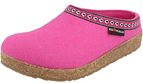 HAFLINGER Damen Herren Pantoffel Filz mit Azteken Muster Grizzly Franzl 711001