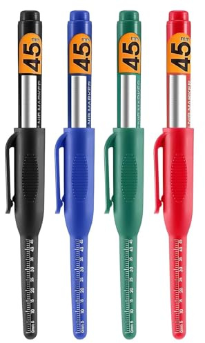 4PCS Long Nib Marker Pen, Deep Hole Marker Pen for Waterproof Colorful Carpenter Pens for Bathroom Home Decoration Construction Pens Woodworking