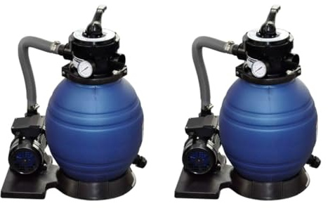 sephironlbb Pompa filtrante a sabbia, 2 pezzi, 400 W, 11.000 l/h, con robusto alloggiamento in plastica, compatibile per piscine fuori terra e piscine, con manometro e valvola multicanale per una