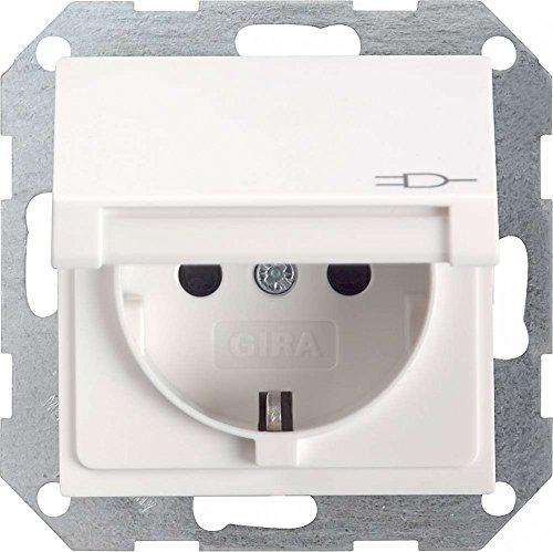 Gira 045427 Schuko Steckdose Klappdeckel System 55, reinweiß matt