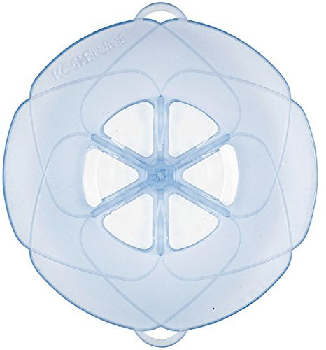 Kochblume Protection anti-débordement en silicone pour casseroles et poêles, couvercle pour micro-ondes, protection anti-éclaboussures et accessoire de cuisson vapeur - Bleu glacier, XL - Taille de la