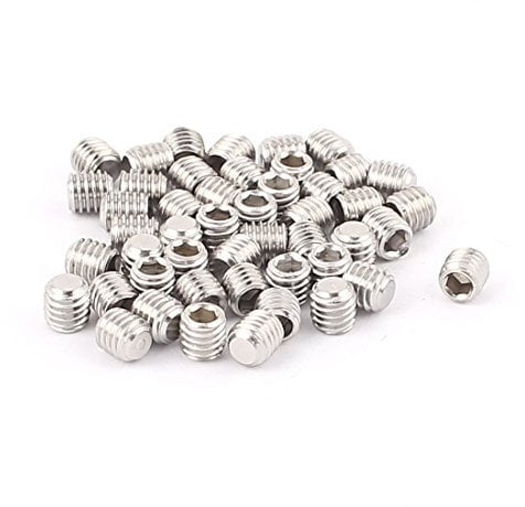 sourcing map 50 Stück Edelstahl M5 x 5 mm Innensechskant Madenschrauben Muttern Befestigungselemente