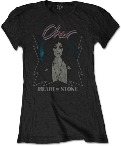 Cher T Shirt Heart of Stone Logo Official Womens Skinny Fit Black S