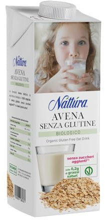 NATTURA Bevanda di Avena Bio, Senza Zuccheri, Alta Digeribilità, Naturalmente Privo di Lattosio, Senza Glutine, di Bassi Grassi Saturi, Vegan, 1 L