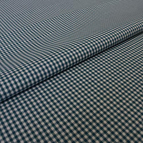 Stoff Meterware Karo 2x2 mm Baumwolle - Baumwollstoff, Züchen, Bauernkaro, Kariert, Karomuster, Landhaus, Deko, Nähen, Basteln (Petrol)
