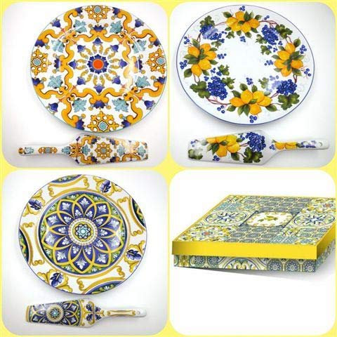 Piatto decorativo in porcellana Decoro vietri + paletta 3 Decori