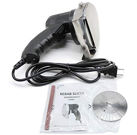 80W nuevo cuchillo eléctrico de acero inoxidable, hoja redonda, cortador de kebab eléctrico, portátil eléctrico de acero inoxidable portátil Kebab turco, cuchillo kebab profesional