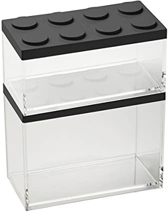 OMADA Design Set 2 contenitori mattoncino per alimenti con coperchio impilabile e recipiente trasparente di alta qualità - Linea Brickstore