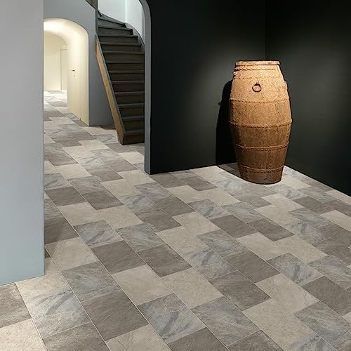 ASRM117L-Stone Effect Anti Slip Vinyl Flooring Home Office Kitchen Bedroom Bathroom Lino Modern Design 2M 3M 4M Wide (117L, 1m(L) X 4m(W) (3'3 X 13'1))