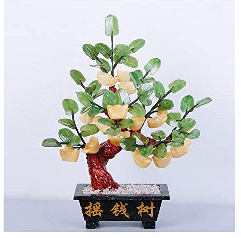 Künstlicher Bonsai-Baum Natürliche Topas Bäume Edelstein Kristall Bonsai Glück Geldbaum Für Glück Reichtum und Wohlstand-Home Büro Dekor spirituelles Geschenk (18 BGOT) Pflanzendekoration Künstliche