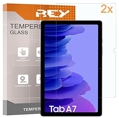 REY 2X Protector de Pantalla para Samsung Galaxy Tab A7 2020 WiFi - 4G 10,4, Cristal Vidrio Templado Premium, Tablet