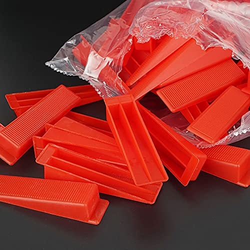 Fliesenkeile Nivelliersystem, 100 Stück Fliesenkeile Plastik, Nivelliersystem Levello, Wiederverwendbar Fliesen Nivelliersystem, Fliesen Werkzeug, Montagekeile in Rot für Fliesen 3-12 mm Dick