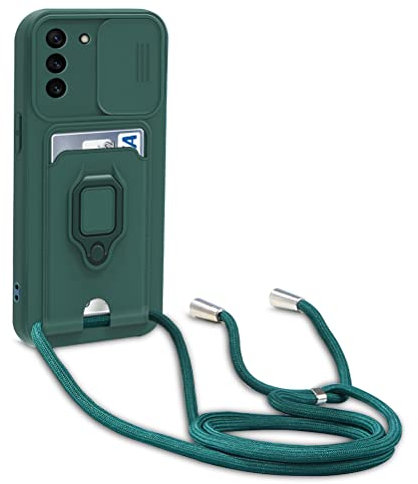 yanasuo Cordon de Coque Compatible avec Samsung Galaxy S22 Plus, Collier pour Étui Colliers de cellulaire, Silicone Cover Protection de la Caméra Étui Lanyard Case-Vert Foncé