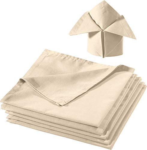 REDBEST Serviette, Stoffserviette 6er-Pack Seattle, 100% Baumwolle beige Größe 50x50 cm - Robustes, glattes Gewebe, mit Kuvertsaum (weitere Farben)