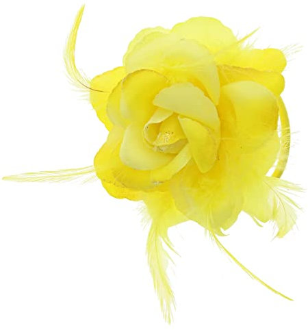 Topkids Accessories Rose Flower Hair Clip Hairband Floral Corsage Fascinator Hair Band Aligator Beak Grip for Women & Girls Wedding Prom Party Special Occasion (Yellow 2Tone)