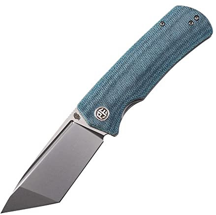 Petrified fish PFP01T Beluga Klappmesser, 3.58 K110 Stahl Klinge Micarta Griff, Mit Kugellager EDC Taschenmesser (Blue Stonewashed)