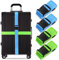 Koffergurt Set, gepäckband, kofferbänder, koffergurte Personalisierte Identifikation Verstellbare Rutschfestes Reisezube (Blau Grün, 4 Stück Set)