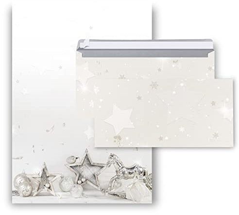 Logbuch-Verlag Set 50 Blatt Weihnachtsbriefpapier + 50 Umschläge - Weihnachten Briefpapier mit Kuvert für Firmen Geschäftsbrief Weihnachtsbrief DIN A4