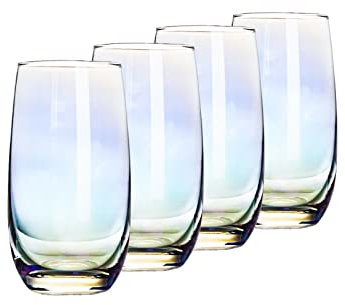 LamChyar Trinkgläser, irisierende Highball- und Wassergläser, für Wasser, Saft, Getränke (4 Stück)