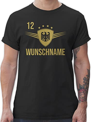 T-Shirt Herren - 2026 Fussball WM Fanartikel - Deutschland mit Namen und Nummer - 5XL - Schwarz - Trikot em Tshirt 2024 fußball 12 Name t Shirt fußball-Fanartikel fußball. Herren-Shirt