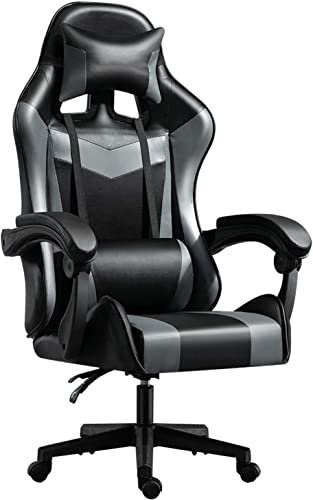 AHMESA Gaming Stuhl, PU Leder Ergonomischer Hochlehner Computer Stuhl mit Armlehne, Drehbare Computer Stühle für Erwachsene