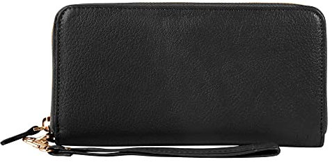 LEONARDO VERRELLI Damen-Geldbörse Leder 10,6X 21x3 cm 3000464 (schwarz)