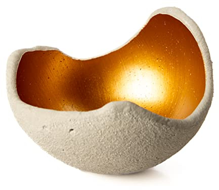 stoamandal Lichtschale in gold, Beton grau (Größe S - 15 cm) – Handgefertigte Eleganz für Ihr Zuhause