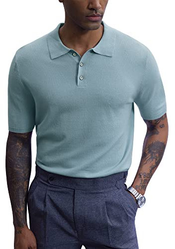 Man Casual Knitted Button Polo Sweater Shirts 70s Vintage Knit Polo Shirt XL
