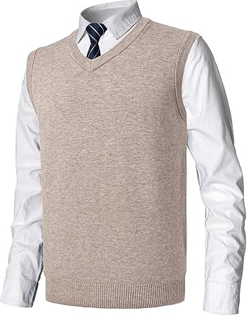 MeiLayM Gilet da Uomo Inverno V-Collo Senza Maniche Gilet con Scollo V Panciotto Maglione Cardigan Canotte Pullunder Smanicato Pullover Misto Scollo Commerciale Maglieria Panciotto