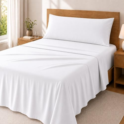 Degrees Home Premium – Juego de Sábanas 90x190 cm 3 Piezas: Sábana Bajera Ajustable, Encimera y Funda de Almohada 90X45 – Microfibra Cepillada, Suave, Oeko-Tex Certificado